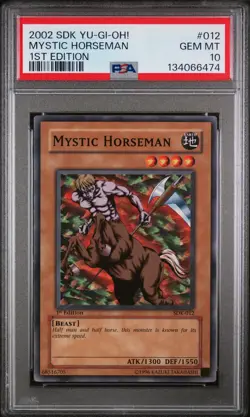 2002 YU-GI-OH! STARTER DECK: KAIBA 1ST ED #012 MYSTIC HORSEMAN PSA 10 - Image 1