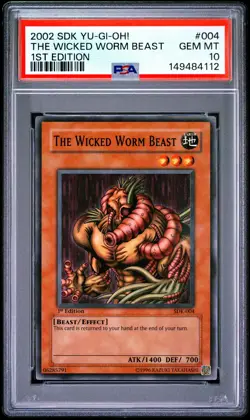 2002 YU-GI-OH! STARTER DECK: KAIBA 1ST EDITION #004 THE WICKED WORM BEAST PSA 10 - Image 1
