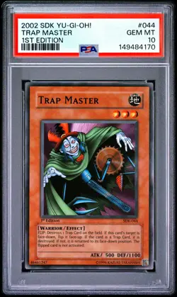 2002 YU-GI-OH! STARTER DECK: KAIBA 1ST EDITION #044 TRAP MASTER PSA 10 - Image 1