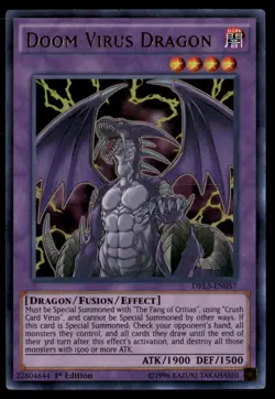 Doom Virus Dragon DRL3-EN057 Dragons of Legend Unleashed Yu-Gi-Oh 1st Edition NM - Image 1