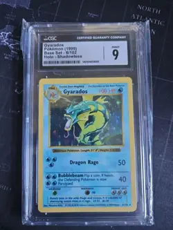 Pokemon 1999 TCG Gyarados Base Set Holo Shadowless Card #6/102 CGC 9 Mint - Image 1