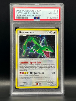 RAYQUAZA #14 HOLO RARE W. Swirl- 2008 Pokemon DP Legends Awakened - PSA 8 - Image 3