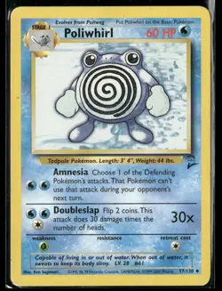 Poliwhirl #057/130 Pokemon Base Set 2 Uncommon Lightly played - Image 1
