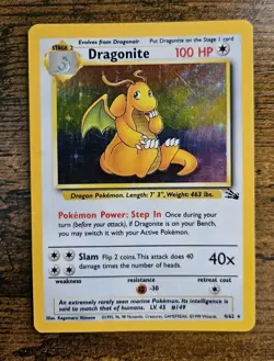 Pokemon TCG 1999 Pokemon Fossil #4/62 Dragonite Holo Rare Vintage - Image 1