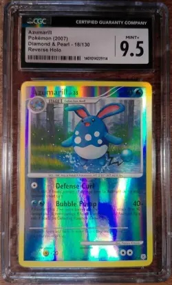 2007 Pokemon Diamond & Pearl Azumarill 18/130 Reverse Holo CGC 9.5 MINT+ - Image 1