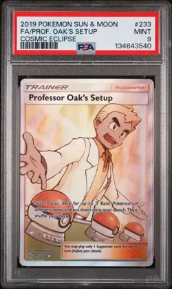 PSA Mint 9 Pokemon TCG 2019 SM - Cosmic Eclipse Professor Oak's Setup 233/236 - Image 1
