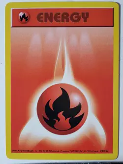 SHADOWLESS Fire Energy 98/102 NM - 1999 Base Pokemon Card $2 Combined Shipping - Image 1
