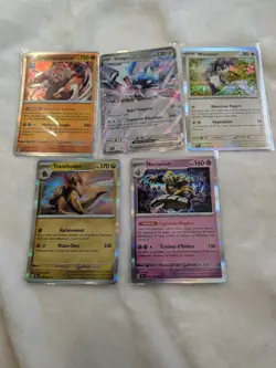 Lot 5 Cartes Pokemon FR - Dialga ex Ultra Rare, Noctunoir Holo, Ursaking + - Image 1