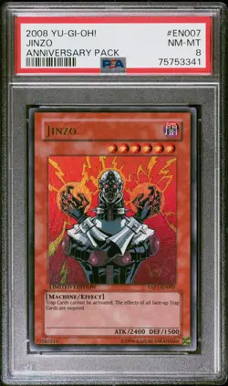 2008 YUGIOH ANNIVERSARY PACK YAP1-EN007 JINZO ULTRA RARE PSA 8 NM #75753341 - Image 1