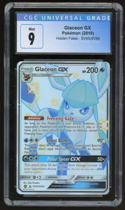 CGC 9 Mint - Glaceon GX SV55/SV94 Hidden Fates Pokemon Card TCG - Image 1