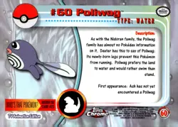Pokemon Card -Poliwag 2000 Topps Chrome TV Animation Edition #60 - Image 2
