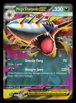 Mega Sharpedo ex 061/094 Double Rare Phantasmal Flames Pokemon Near Mint Holo - Image 1