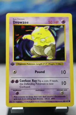 1st Edition Shadowless Drowzee Pokemon Card 1999 Base Set WOTC TCG 49/102 - Image 1