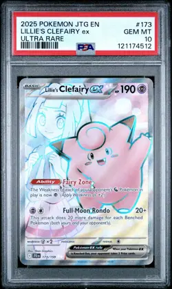 2025 POKEMON JTG EN-JOURNEY TOGETHER ULTRA RARE #173 LILLIE'S CLEFAIRY EX PSA 10 - Image 1