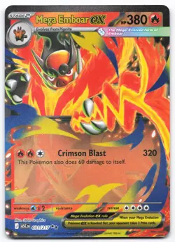 Mega Emboar ex 031/217 Near Mint Ascended Heroes Double Rare Pokemon - Image 1
