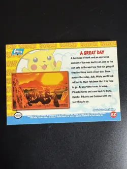 Pokemon Topps A Great Day #58 Pikachu's Vacation Blue Logo - Image 2