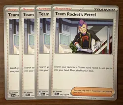 Team Rocket's Petrel 176/182 Playset Trainer x4 Pokemon TCG Destined Rivals - Image 1