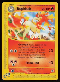 Rapidash 62/165 Rare Expedition Base Set Pokemon Moderately Played - Image 1