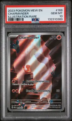 2023 POKEMON MEW EN-151 ILLUSTRATION RARE #168 CHARMANDER PSA 10 - Image 1