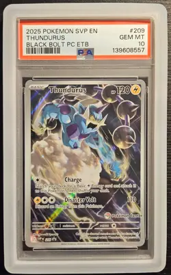 ⭐PSA 10 Thundurus SVP209 WITH GUARD⭐Pokemon Center Stamped Promo Black Bolt 2025 - Image 1