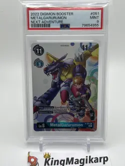 2022 Digimon Card Game Next Adventure MetalGarurumon Promo P-051 - PSA 9 Mint - Image 2