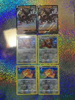 Pokemon TCG: Ultra Rare 102/195 Ursaluna V x2; Reverse Holo 123/189 Ursaring x2 - Image 1