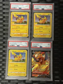 Pokemon PSA Lot Of 4 - Charizard V 019/189 PSA 9 & General Mills Pikachu PSA 789 - Image 1