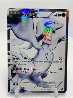 Reshiram (Full Art) 113/114 Ultra Rare Black and White Pokemon Card - Image 1