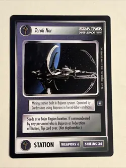 Star Trek CCG DS9 Deep Space Nine / Terok Nor M/NM Rare HTF 2 sided card - Image 1