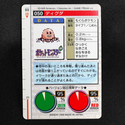 Pokemon Card Diglett 050 Bandai Carddass 1996 Japanese Green F6321 - Image 3