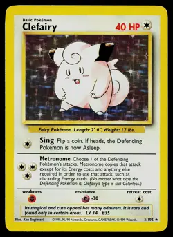 Pokemon Card - Clefairy Base Set Unlimited 5/102 Holo Holo Rare - Image 1