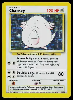 Pokemon Card - Chansey Base Set Unlimited 3/102 Holo Holo Rare - Image 1