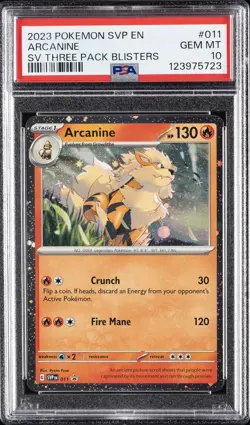 2023 POKEMON SVP EN-SV BLACK STAR PROMO #011 ARCANINE PSA 10 - Image 1