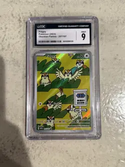 Pokemon Pidgey - 207/197 - SV03: Obsidian Flames Illustration Rare CGC 9 - Image 1