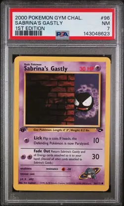 2000 Pokemon 1st Edition Sabrina's Gastly Gym Challenge PSA 7 - Image 1
