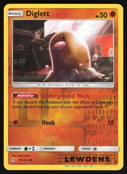 Diglett - 85/214 - Reverse Holo Common - Unbroken Bonds - Pokemon Card - Image 1