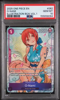 One Piece CCG O-Nami OP05-062 Illustration Box Vol. 1 Promo PSA 10 - Image 1