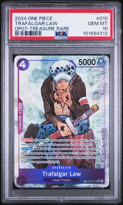 2024 ONE PIECE OP07-500 YEARS IN THE FUTURE TREASURE RARE TRAFALGAR LAW PSA 10 - Image 1