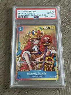 2024 One Piece EN Monkey D. Luffy Convention Exclusive Foil! #043 - PSA Gem 10 - Image 1
