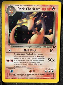 Pokemon Dark Charizard 4/82 Team Rocket Holo 80 HP Rare Vintage Card - Image 1