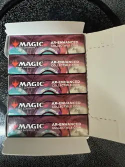 MTG - Box Of 5 Secrets of Strixhaven AR-Enhanced Collectible Coin NEW PINFINITY - Image 2