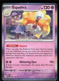Espathra 081/182 Rare Paradox Rift Pokemon Holo Near Mint - Image 1