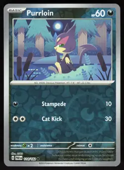 Purrloin 114/182 Common Paradox Rift Pokemon Reverse Holo Near Mint - Image 1