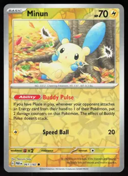 Minun 061/182 Common Paradox Rift Pokemon Reverse Holo Near Mint - Image 1