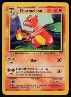Charmeleon 24/102 Uncommon Base Set Unlimited Pokemon Moderately Played - Image 1