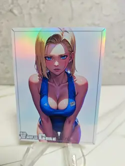 Android 18 Trading Card Waifu Goddess Story Anime Girl holo Karte Manga Full Art - Image 1