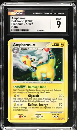 CGC 9 Ampharos 1/127 Holo Platinum Pokemon Card - Image 1