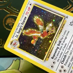 LT. SURGE'S FEAROW 7/132 HOLO RARE GYM HEROES POKEMON 2001 HOLO Swirl LP - Image 3