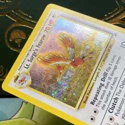 LT. SURGE'S FEAROW 7/132 HOLO RARE GYM HEROES POKEMON 2001 HOLO Swirl LP - Image 4