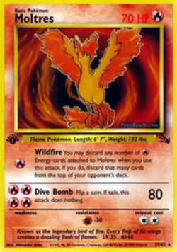 1x Moltres - 27/62 - Rare - 1st Edition NM-Mint Pokemon G1 - Fossil - 1st Editio - Image 1